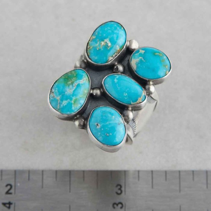 Sonoran Gold Turquoise Cluster Sterling Silver Rings FJR2221