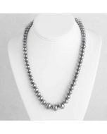 Sterling Silver Stamped Bead Necklace FJN2053