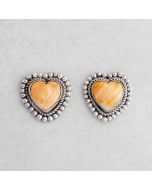 Spiny Oyster Shell Post Heart Earrings FJE2692