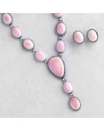 Pink Conch Shell Lariat Necklace & Earrings Set FJBAR2987