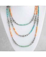 Sterling Silver OxyBead©, Spiny Oyster, & Carico Lake Turquoise Necklace FJN2522