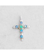 Sterling Silver Opal Cross Pendant FJP2701