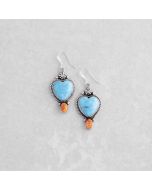 Kingman Turquoise & Spiny Oyster Shell Heart Earrings FJE2084