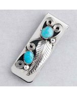 Sterling Silver and Kingman Turquoise Money Clip FJBAR2311