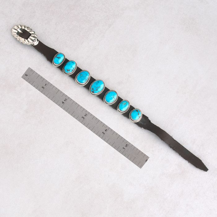 Turquoise, leather and sterling sale silver bracelet