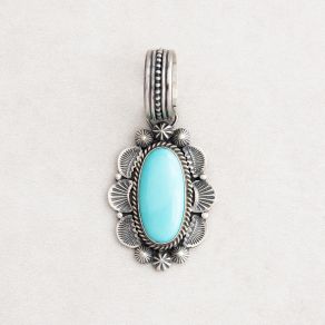 Navajo Handmade Campitos Turquoise Pendant FJP2180