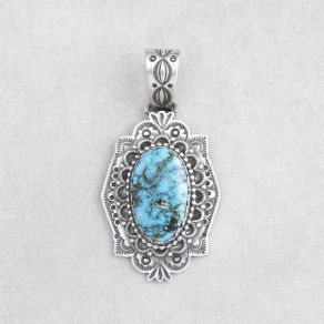 Sterling Silver Kingman Turquoise Pendant FJP2677