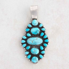 Blue Gem & Kingman Turquoise Cluster Pendant FJP2567