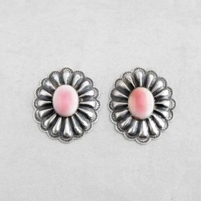 Sterling Silver Pink Conch Shell Earrings FJE2157
