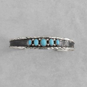 Handmade Sterling Silver Kingman Turquoise Cuff FJB2233
