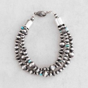 Sterling Silver Bracelet with Kingman Turquoise & OxyBeads© FJB2552