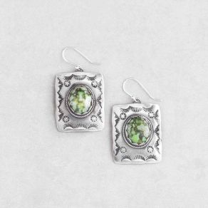 Hand-Stamped Sonoran Gold Turquoise Earrings FJE2509