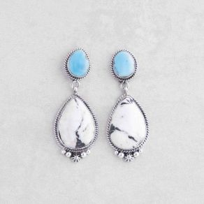 Campitos Turquoise & White Buffalo Stone Earrings FJN2929
