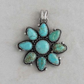 Handmade Carico Lake Turquoise Pendant FJP2229