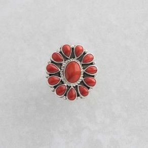 Red Coral Cluster Ring FJR2916