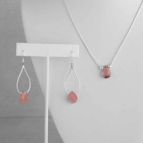 Liquid Silver with Pink Tourmaline Set FJBAR2133