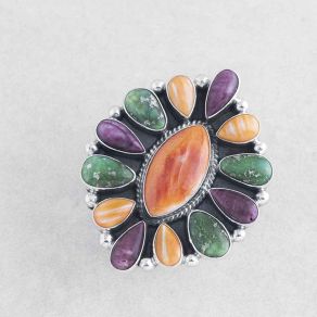 Sonoran Gold Turquoise & Spiny Oyster Shell Ring FJR2952
