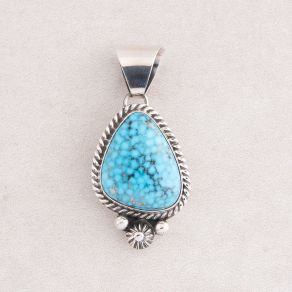 Navajo Handmade Kingman Turquoise Pendant FJP2361
