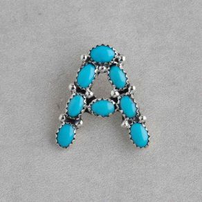 Blue Ridget Turquoise Handmade Letter "A" Pendant FJP2228