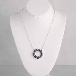 Sterling Silver Circular Lapis Necklace FJN2023