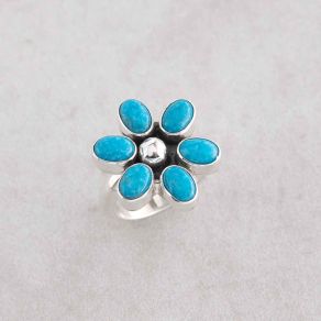 Kingman Turquoise Flower Ring FJR2602