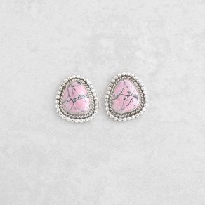 Pink Rhodonite Sterling Silver Post Earrings FJE2510