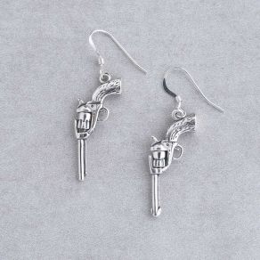 Sterling Silver Pistol Earrings FJE2332