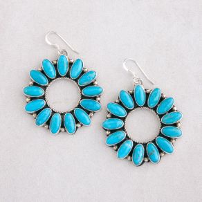 Kingman Turquoise Dangle Hoop Earring FJE2406