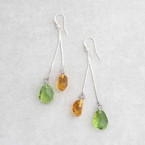 Sterling Silver Amber Dangle Earrings FJE2333
