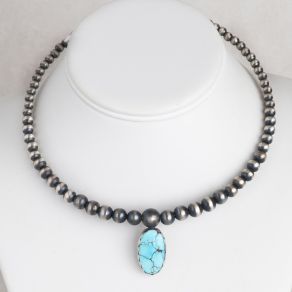 Prince Turquoise & Sterling Silver OxyBead©  Necklace FJN2424