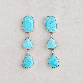 Kingman Turquoise Post Dangle Earrings FJE2433