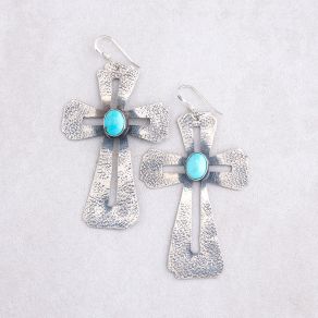 Sonoran Gold Turquoise & Sterling Cross Earrings FJE2428