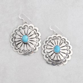 Sterling Silver Stamped Disc Earrings FJE2408