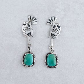 Fox Turquoise Kokopelli Earrings FJE2040