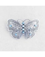 Sterling Silver Kingman Turquoise Butterfly Hair Clip FJBAR2655