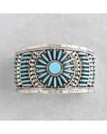 Handmade Kingman Turquoise Petit-Point Cuff FJB2237