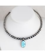 Prince Turquoise & Sterling Silver OxyBead©  Necklace FJN2424