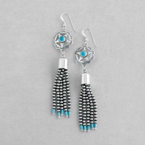 Sterling Silver Beaded Kingman Turquoise FJE2045