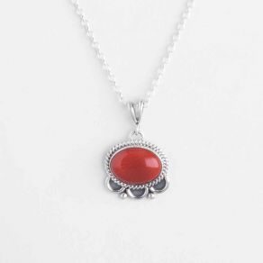 Coral & Sterling Silver Necklace FJN2989