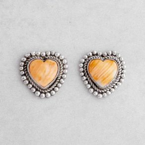 Spiny Oyster Shell Post Heart Earrings FJE2692