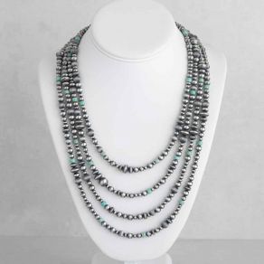 Sterling Silver OxyBead© & Tyrone Turquoise Necklace FJN2540
