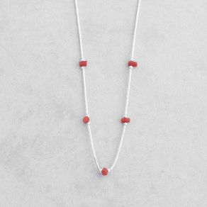 Red Coral & Liquid Silver Necklace FJN2096