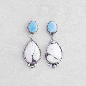 Campitos Turquoise & White Buffalo Stone Earrings FJN2929