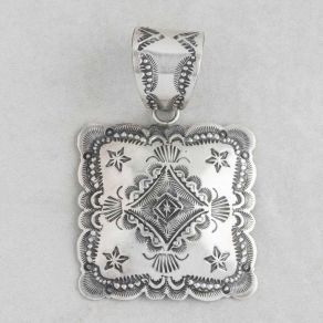 Navajo Handmade Sterling Silver Repoussé Pendant FJP2223