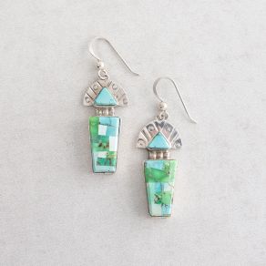 Navajo Inlay Carico Lake Turquoise Earrings FJE2091