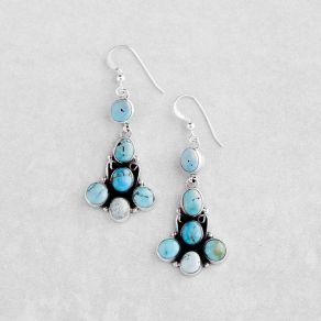 Carico Lake Turquoise Sterling Silver Dangle Earrings FJE2939
