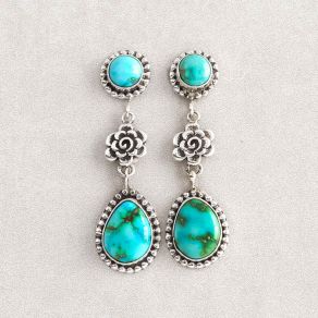 Navajo Handmade Sonoran Gold Turquoise Earrings FJE2566