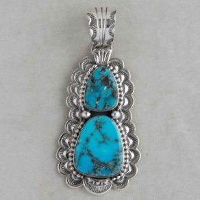 Handmade Blue Gem Turquoise Pendant FJP2241