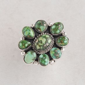 Sonoran Gold Turquoise Cluster Ring FJR2387