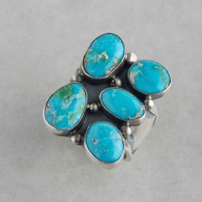 Sonoran Gold Turquoise Cluster Sterling Silver Rings FJR2221